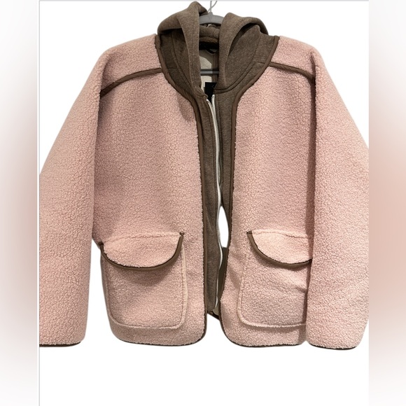 Pink/Mocha Faux Suede Fabrication And Hooded Solid 
Size L/XL - Picture 3 of 4